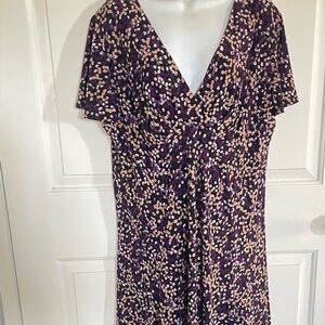 Chaps Purple Dress with Pink Floral Design:16W